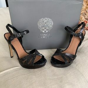 Vince Camuto Shiny Faux Snake Heels